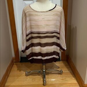 Striped Burgundy and Cream Women's Top